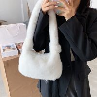 Fashion Women Plush Solid Color Shoulder Underarm Bag Soft Retro Mini