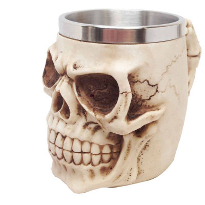 3D Skull Head วิสกี้ถ้วยน้ำดื่มถ้วยกาแฟสยองขวัญสแตนเลสบนโต๊ะอาหารสำหรับของขวัญฮาโลวีนสแตนเลส Cups