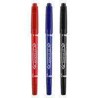 【CW】3Pcs Permanent Marker Double Head Indelible Marking Pen Waterproof Ink Fine Spot Ink 0.5/1.0mm Round Head Color Paint Marker Pen