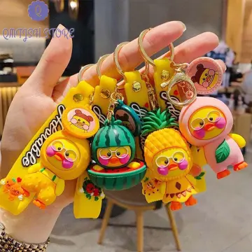 Bluethy Duck Keychain Lovely Yellow/White Banana Duck Plushies with Buckle  Ornament PP Cotton Soft Stuffed Cartoon Animal Key Ring Bag Accessories  Kids Girl Gift 