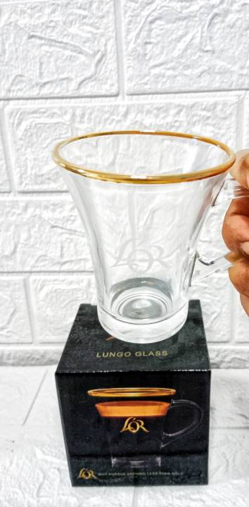 แก้วกาแฟ-ขอบทอง-lor-แก้วกาแฟเอสเพรสโซ่-แก้วกาแฟมินิไซด์-lungo-glass-พร้อมกล่อง-ราคาต่อใบ-ความจุ-100-ml-4-oz-ปากกว้าง-7-5-cm-ฐานกว้าง-4-5-cm-สูง-9-cm