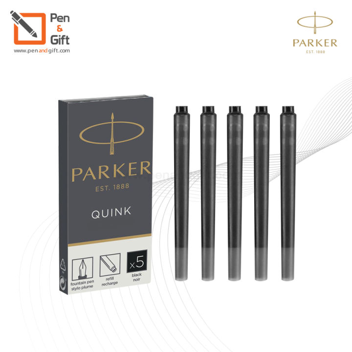 parker-quink-ink-refill-standard-long-cartridges-5-packs-black-blue-หมึกหลอดป๊ากเกอร์-ควิ้ง-สแตนดาร์ด-แบบยาว-แพ็ค-5-ชิ้น-หมึกสีดำ-หมึกสีน้ำเงิน-ของแท้-100-penandgift