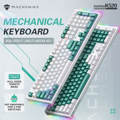 ▤❖ Machenike K520 Mechanical Keyboard Wired Gaming Keyboard Blue Switch Hot Swappable 108 Keys LED Backlit