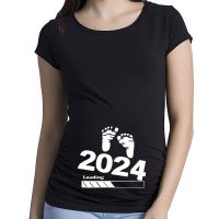 Baby Loading Women Printed 2024 T Shirt Girl Maternity Short Sleeve Pregnancy Announcement Shirt New Mom Clothes แฟชั่นแขนสั้นผ้าฝ้าย แม่คือทุกสิ่ง เสื้อยืดวันแม่ วันแม่ แม่คือทุกสิ่ง