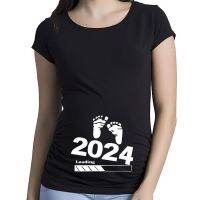 Baby Loading Women Printed 2024 T Shirt Girl Maternity Short Sleeve Pregnancy Announcement Shirt New Mom Clothes