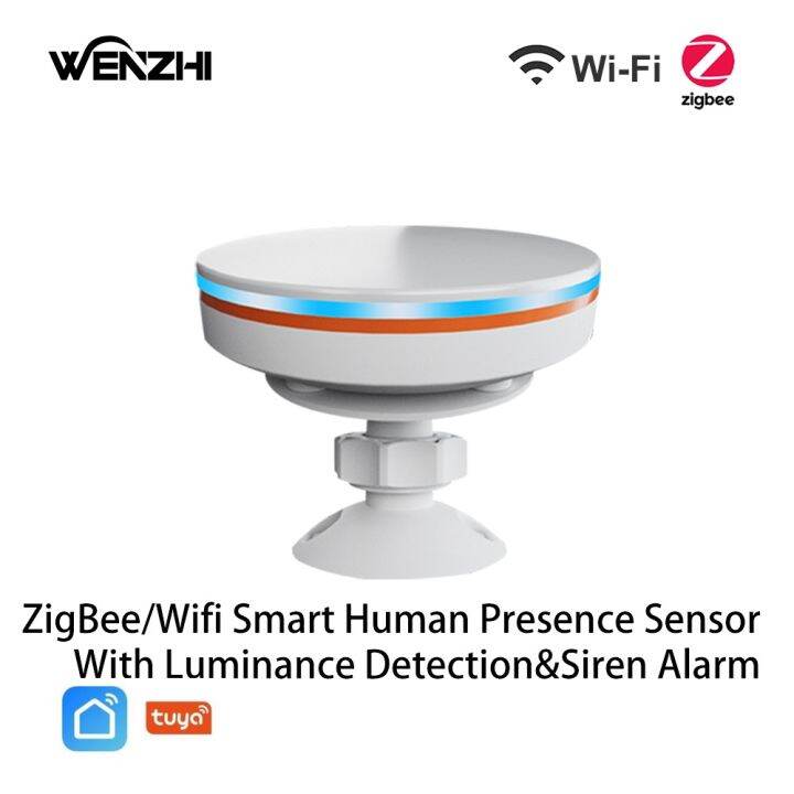 ZigBee 3.0/Wifi Human Presence Sensor 5V MMwave Radar With Siren Alarm Motion Lux Detection Tuya