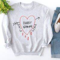 Harry สไตล์ Fine Line ตลกพิมพ์ผู้หญิงเสื้อ Causal หลวมแขนยาว Pullovers Heart Love Graphic Sweatshirt ขนาดใหญ่