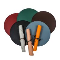 1/2/4 Pcs Leather Placemats PVC Round Heat Insulation Mat Waterproof Oil-Proof Restaurant Hotel Table Mat Color Coaster