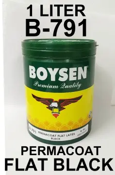 Boysen Color Series Permacoat Flat Latex Flat Black B791 Acrylic Latex  Paint - 1L / 4L