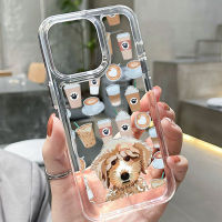 For IPhone 14 Pro Max IPhone Case Thickened TPU Soft Case Clear Case Shockproof Coffee Dog Compatible with For IPhone 13 11 Pro Max 12