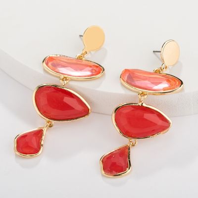 【YF】◎  Womens Earrings Fashion Trends Jewelry Alloy Transparent Resin Reduced Piercing Hoop