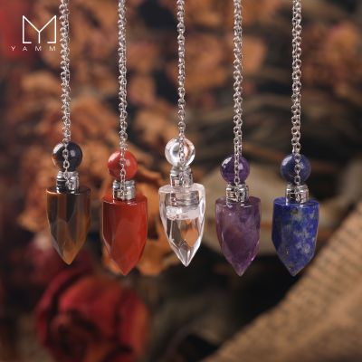【cw】 Yammy Gem Healing Pendulum Perfume Bottle Pendant Contacts Refined Necklace ！