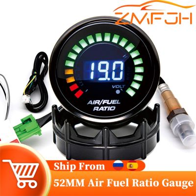 52มม. Digital Air การใช้ Ratio Gauge รถวัด AFR แคบ O2เซนเซอร์ออกซิเจนจอแสดงผล LED Air การใช้ Ratio Meter 12V Racing ผู้ถือ