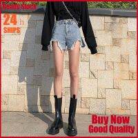 COD jfdss Denim Shorts Womens Korean-Style High WaistaLoose Wide-Leg Ripped Hot Pants Trendy Characters for Outerwear