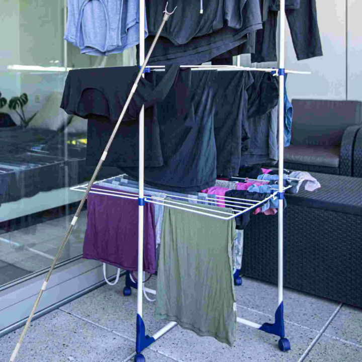 Retractable Clothes Poles Detachable Clothesline Rod Drying Supply ...