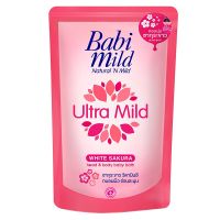 [Limited Deal] Free delivery จัดส่งฟรี Babi Mild Ultra Mild White Sakura Head &amp; Body Bath 380ml. Refill Cash on delivery เก็บเงินปลายทาง