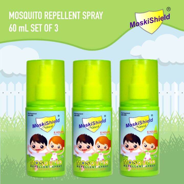 Genuine MoskiShield Mosquito Repellent Spray 60mL Set of 3 Dengue