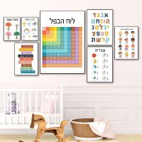 2023 ▧ Nordic Hebrew Letters Alphabet Jewish Number Day Time Canvas Painting Wall Art Posters Prints for Kidsroom Home Decor Cuadros