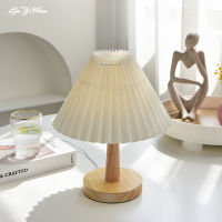 Korean Pleated table lamp Wood Nightstand Lamp Study Reading Table Light for Living Room Bedroom Bedside Decorative Lighting