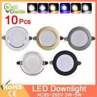 10Pcs Downlight 3w 5w spot led lights 3000k 4500K 6000K AC 220V-240V led Downlight Kitchen living room Indoor recessed lighting