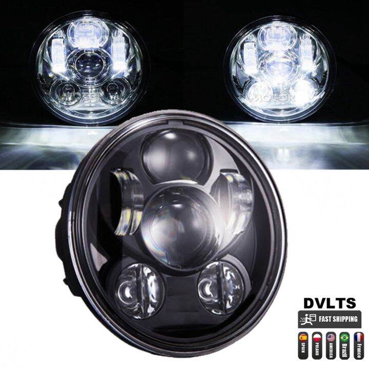 สีดำ5-75ไฟหน้า-led-นิ้ว5-3-4-led-drl-45w-ไฟหน้ารถจักรยานยนต์สำหรับ-sportster-883-xl883-fxcw