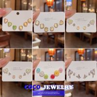 COCOJEWELRY เข็มเงิน S925ชุดต่างหูมุกเพทายสุดประณีตสำหรับเครื่องประดับอัญมณีแฟชั่นสาวๆ