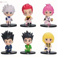 ASYMME 6ชิ้น/ล็อต Hisoka kulolo ของเล่นตุ๊กตา ตุ๊กตาโมเดล Kurapika รูปการกระทำ ฮันเตอร์ x ฮันเตอร์ Gon freecss รูปอะนิเมะ