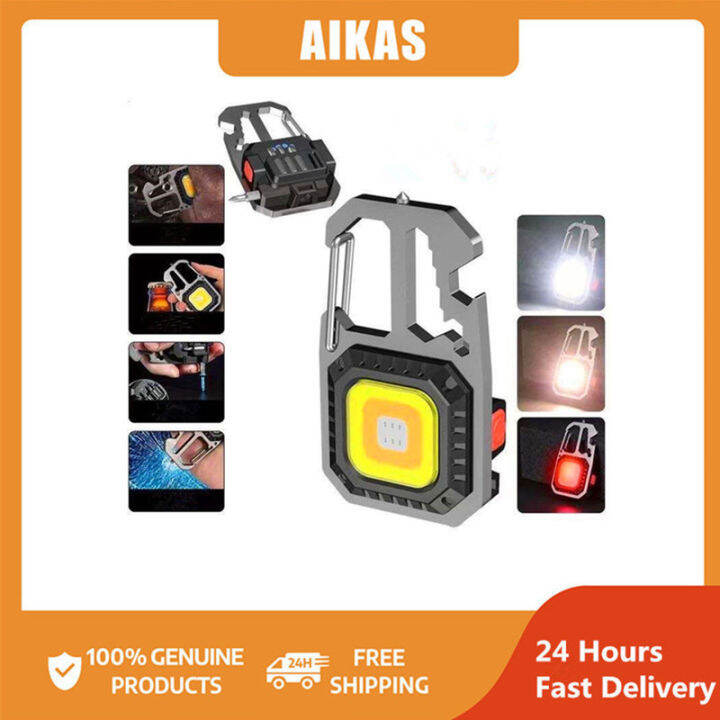 Aikas L3 Multifunctional Usb Rechargeable Cob Work Light Mini Keychain Led Torch For Outdoor 8187