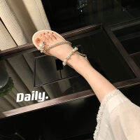 Delicate girls rhinestone pearl toe-up sandals flat womens shoes