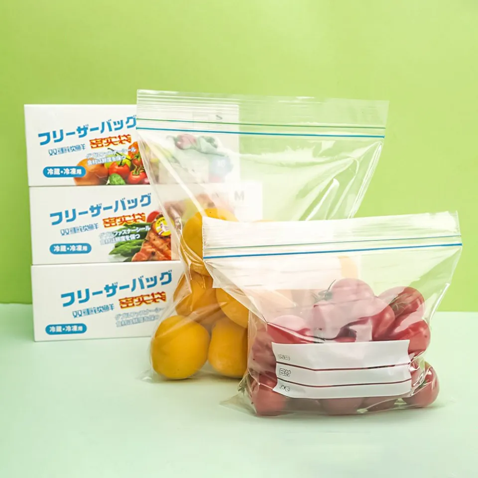 15pcs/set 27cm Self-sealing Plastic Bags For Food Storage, Reusable,  Microwave And Refrigerator Safe