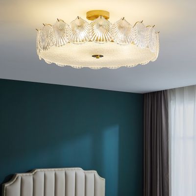 [COD] luxury master bedroom ceiling French retro minimalist postmodern creative shell second room Italian lamps