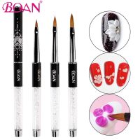 BQAN 1pc 3D Carving Nail Art Kolinsky Sable Acrylic Brush Painting Pen Liquid Powder DIY Rhinestone Handle Drawing Manicure Tool Artist Brushes Tools