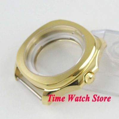 Parnis 40Mm Gold Plated 316L Watch Case Sapphire Crystal See Through Back Case Fit ETA 2836 Miyota 8215 Movement C4