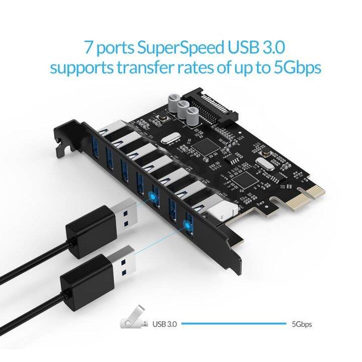 orico-7-พอร์ตใส่การ์ดเสริม-usb3-0-pci-e-พร้อมชิปคู่-pvu3-7u