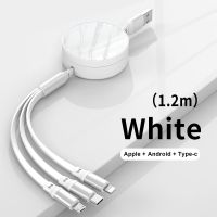 WOHUITE สายชาร์จสำหรับไมโคร Type C แบบยืดหดได้สำหรับ IOS สายชาร์จ66W สายไฟหดได้3 In 1 Usb สายชาร์จ3 In 1สายชาร์จสายข้อมูลแบบยืดหดได้