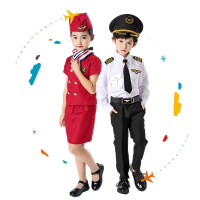 HomeSik Airline Pilot Captain Costume for Kids Boys Girls Captain Uniform Career Dress Up Accessory Set with Sunglasses for Children