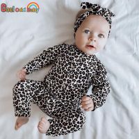 Spring Autumn Newborn Baby Girl Clothes Set Fashion Leopard Romper + Headband Infant Long Sleeve Jumpsuit 2 Pcs Toddler Clothing