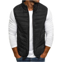 Autumn Winter Solid Color Atmosphere Comfortable All-match Vest Warm Mens Cotton Clip Zipper Jacket Windproof And Waterproof