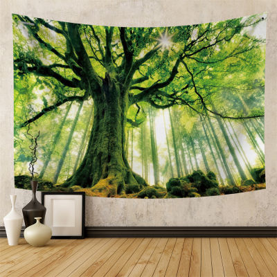【cw】Natural Forest Landscape Tapestry Psychedelic Scene Mandala Home Art Decor Wall Hanging Hippie Bohemian Yoga Mattress Sheet