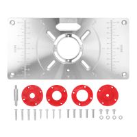 Woodworking Router Table Insert Plate Aluminum Trimming Machine Engraving Flip Board with 4 Rings Router Table Insert Plate