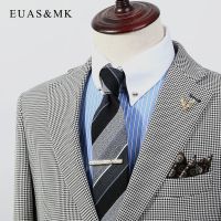 High-end ZARAˉ Italian plain and elegant high-end light luxury striped mens tie 8cm black gray silk professional suit shirt