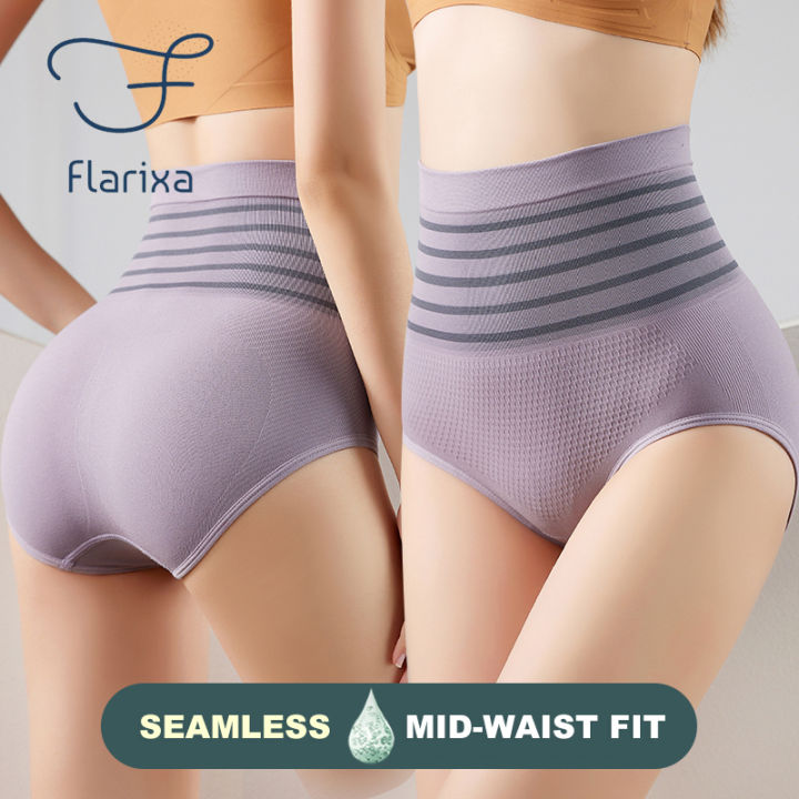 Flarixa Seamless Underwear Women's Panties High Waist Tummy Hips