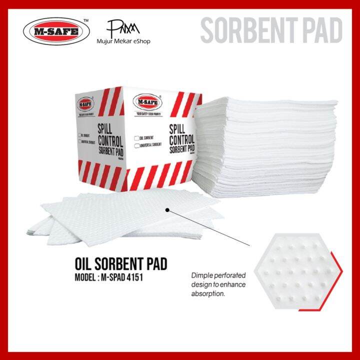 MSAFE OIL ABSORBENT PAD WHITE COLOR 41cm X 51cm (1 Carton = 100 pcs