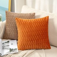 Striped Geometry Velvet Throw Pillows 45*45 Waist Cushion Cover Sofa Home Bedroom Decorative New Year Kussenhoes Decoration