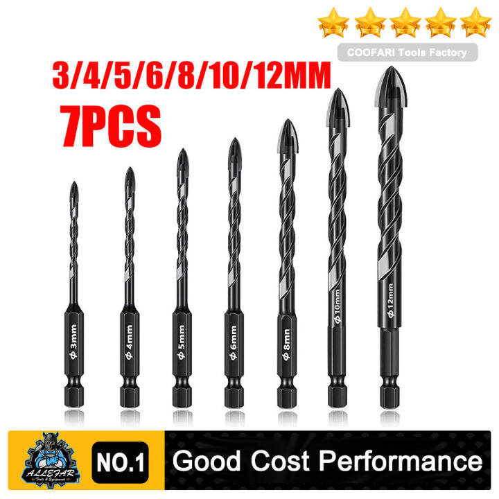 7pcs 3-12mm Masonry Drill Bits, Concrete Drill Bit for Tile, Brick ...