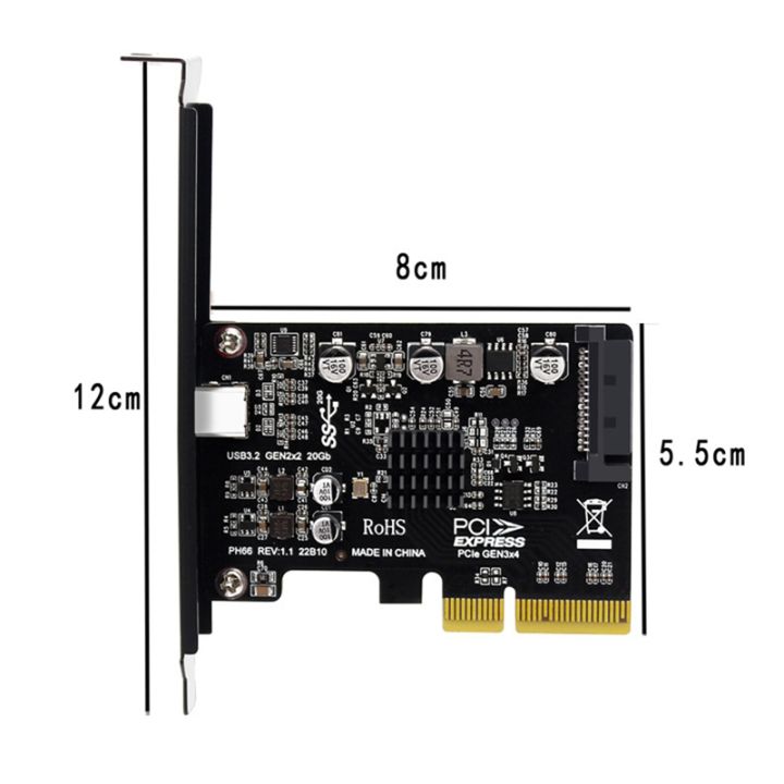 usb-pcie-card-type-c-pci-express-4x-to-usb-3-2-gen-2x2-20gbps-asm3242-chipset-for-windows-8-10-linux