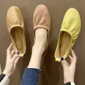 ผู้หญิงรองเท้าเกาหลีนุ่มSoledลื่นรองเท้าลำลองส้นเตี้ยInnjoo Haloจีบสีพื้นรองเท้า. 