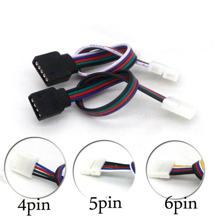5pcs-5050-3528-rgb-rgbw-rgb-cct-4pin-5pin-6pin-led-strip-connectors-wire-female-cable-strip-to-power-adaptor-10mm-12mm-connector