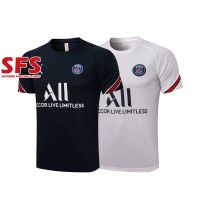 21-22 PSG Pre Match White Dark blue Soccer Football Jersey T-shirt Sports Jerseys Loose Fans Version S-2XL