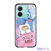 Casing Ponsel สำหรับ Vivo Y27 5G OPPO A78 4G น่ารักสำหรับผู้หญิงเคสลายการ์ตูนสำหรับเด็กผู้หญิงโทรศัพท์รูปอสูรกายน้อยกันกระแทกกระจกนิรภัยมันวาวฝาหลังเคส